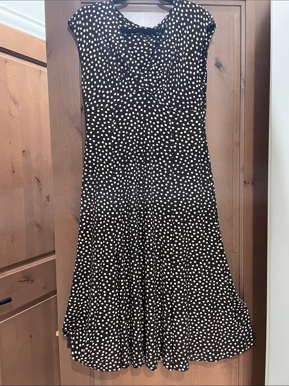 Brown  & White Polka Dot Cap Sleeve Fit-and-Flare Dress